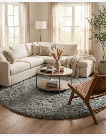 Ash Infinity Shag Round Rug