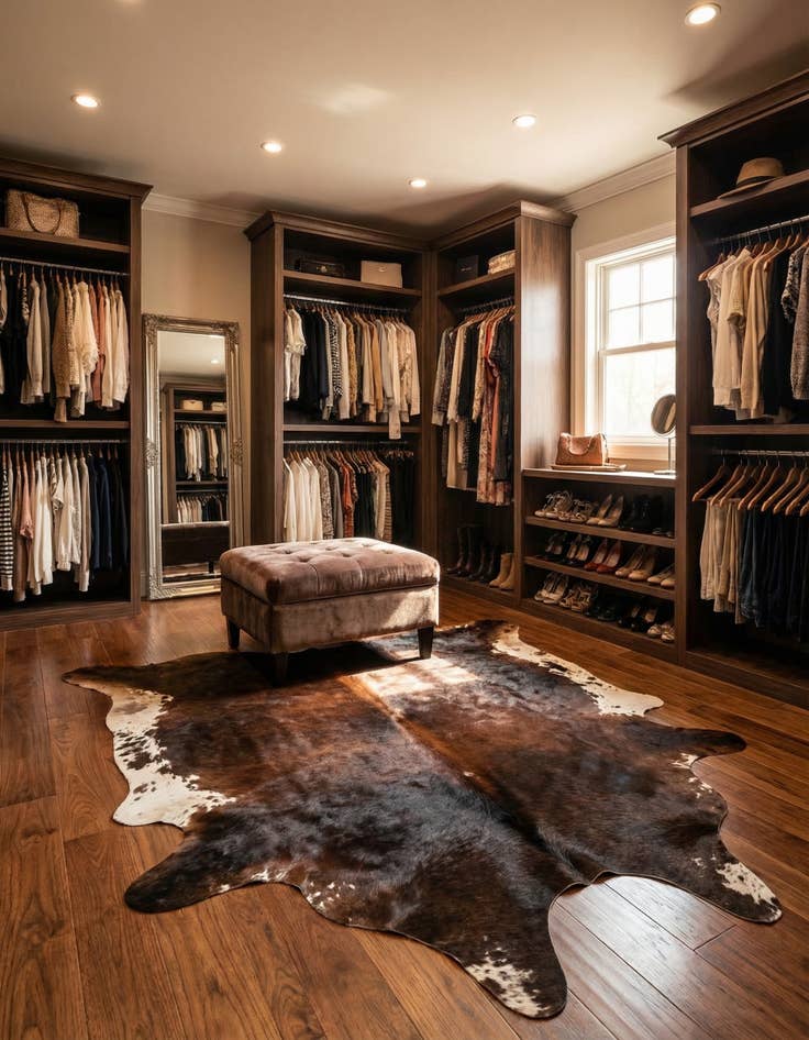 Detail image of 6' 7 x 7' 3 Cowhide Leather Square Rug