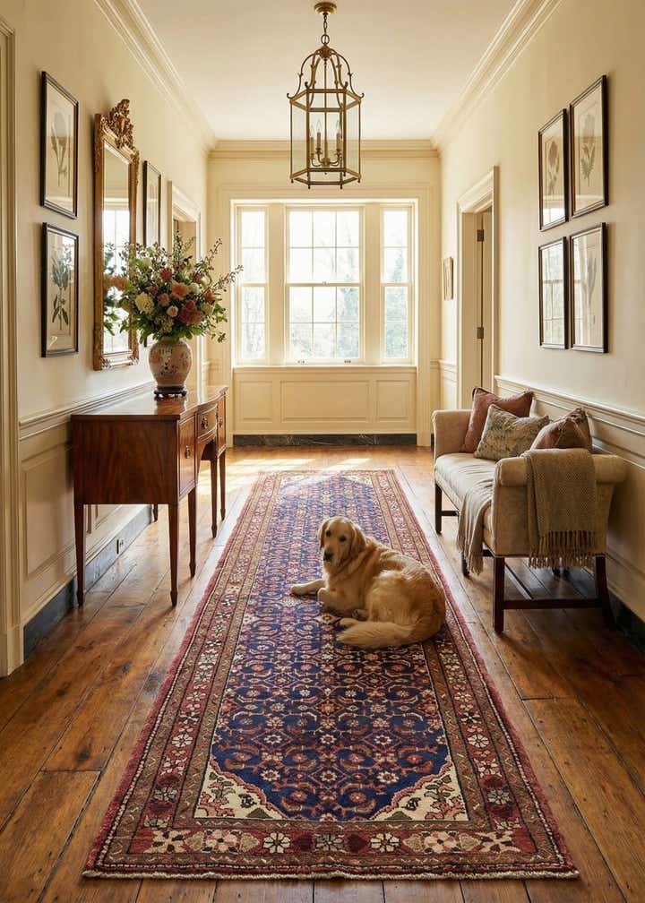 3' 7 x 10' 1 Hand Knotted Hossainabad Persian Wool Runner Rug