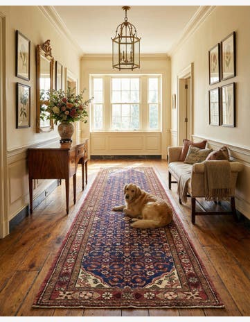 3' 7 x 10' 1 Hand Knotted Hossainabad Persian Wool Runner Rug