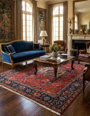 8' 1 x 9' 8 Moghul Heriz Wool Rug
