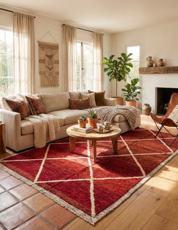 6' x 9' 2 Hand Knotted Moroccan Wool Rug