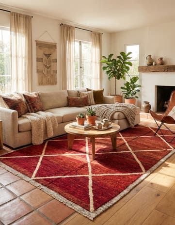 6' x 9' 2 Hand Knotted Moroccan Wool Rug