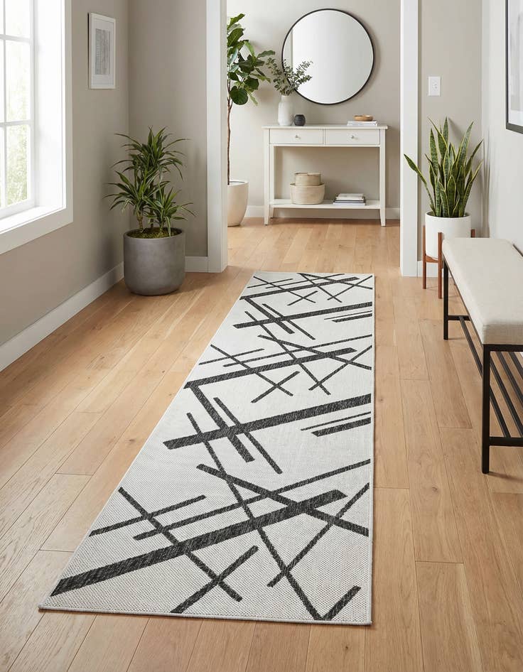 Detail image of 2' x 8'  Washable Modern Indoor / Outdoor Runner Rug