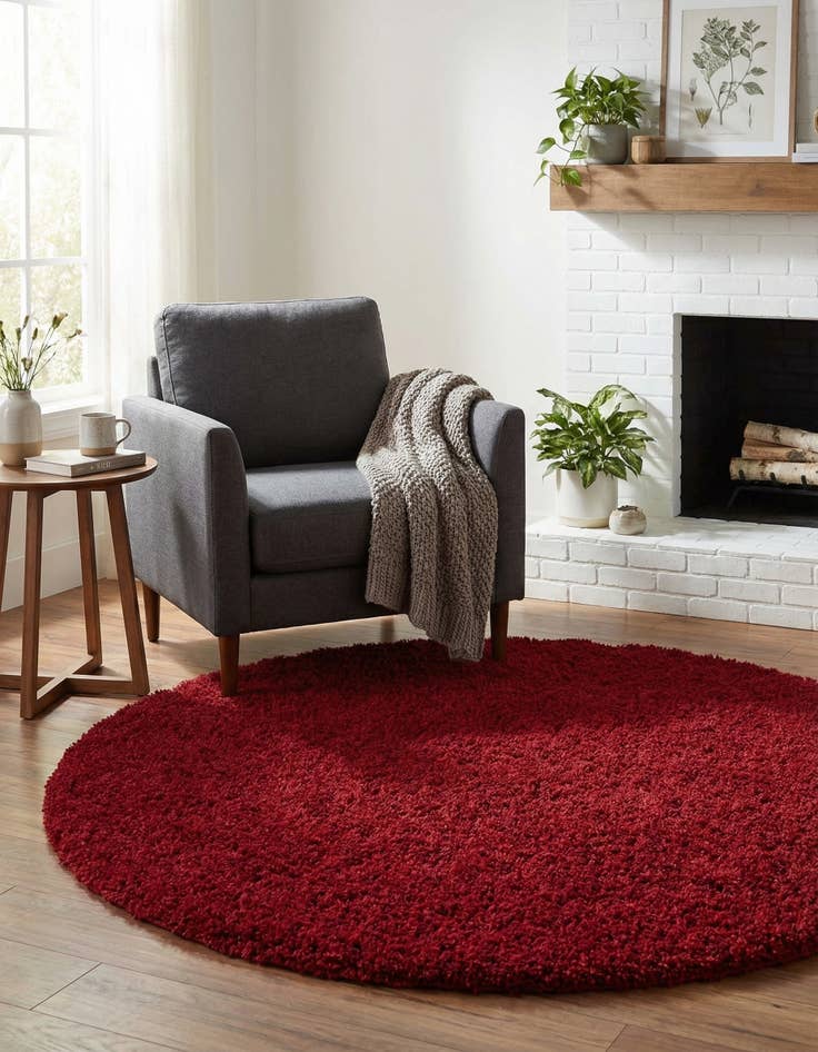 Detail image of  6' x 6' Solid Shag Round Rug