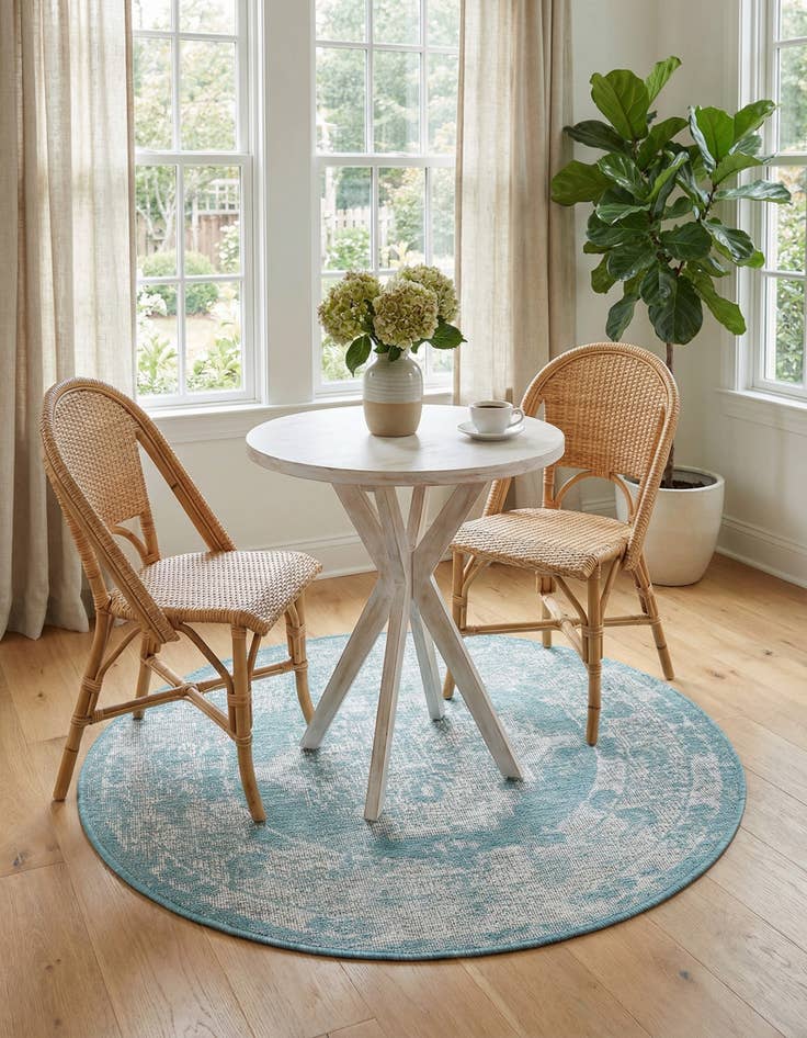 Detail image of  3' x 3'  Washable Traditional Indoor / Outdoor Round Rug