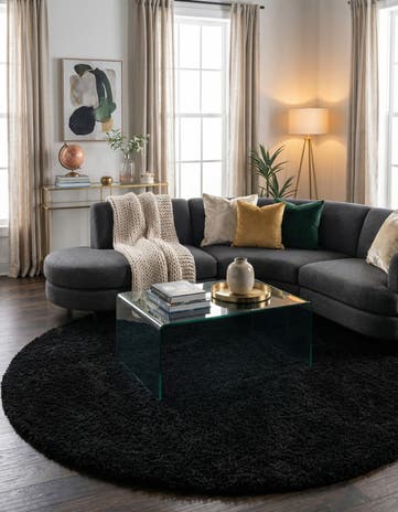 7' 10 x 7' 10 Solid Shag Round Rug