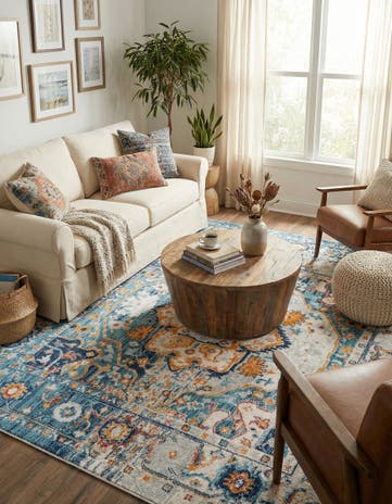 Teal Madeline Vintage Square Rug