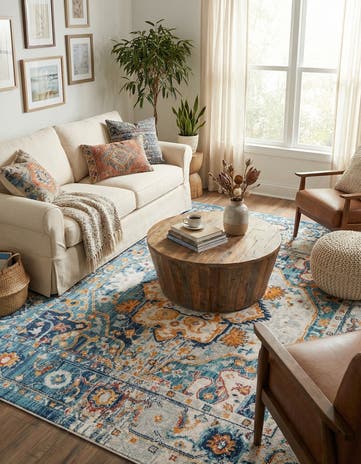 Teal Madeline Vintage Square Rug