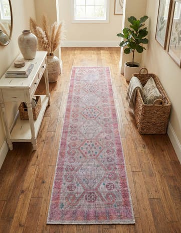 Rust red and Beige Washable Sisu Runner Rug