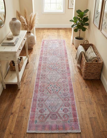 Rust red and Beige Washable Sisu Runner Rug