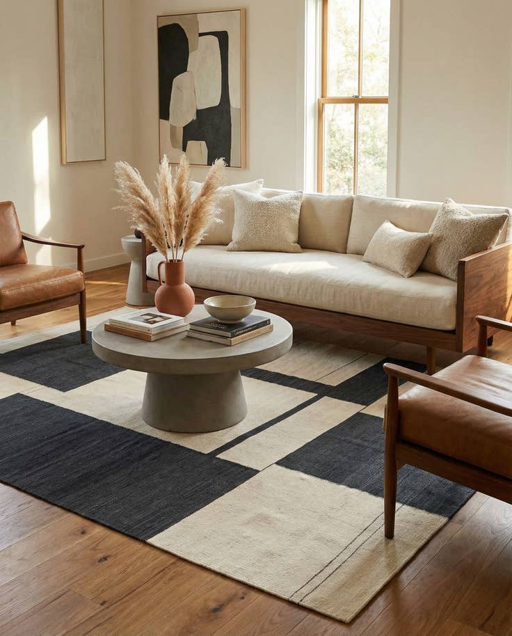 Detail image of 4' 3 x 5' 10 Hand Woven Kilim Modern Wool Rug