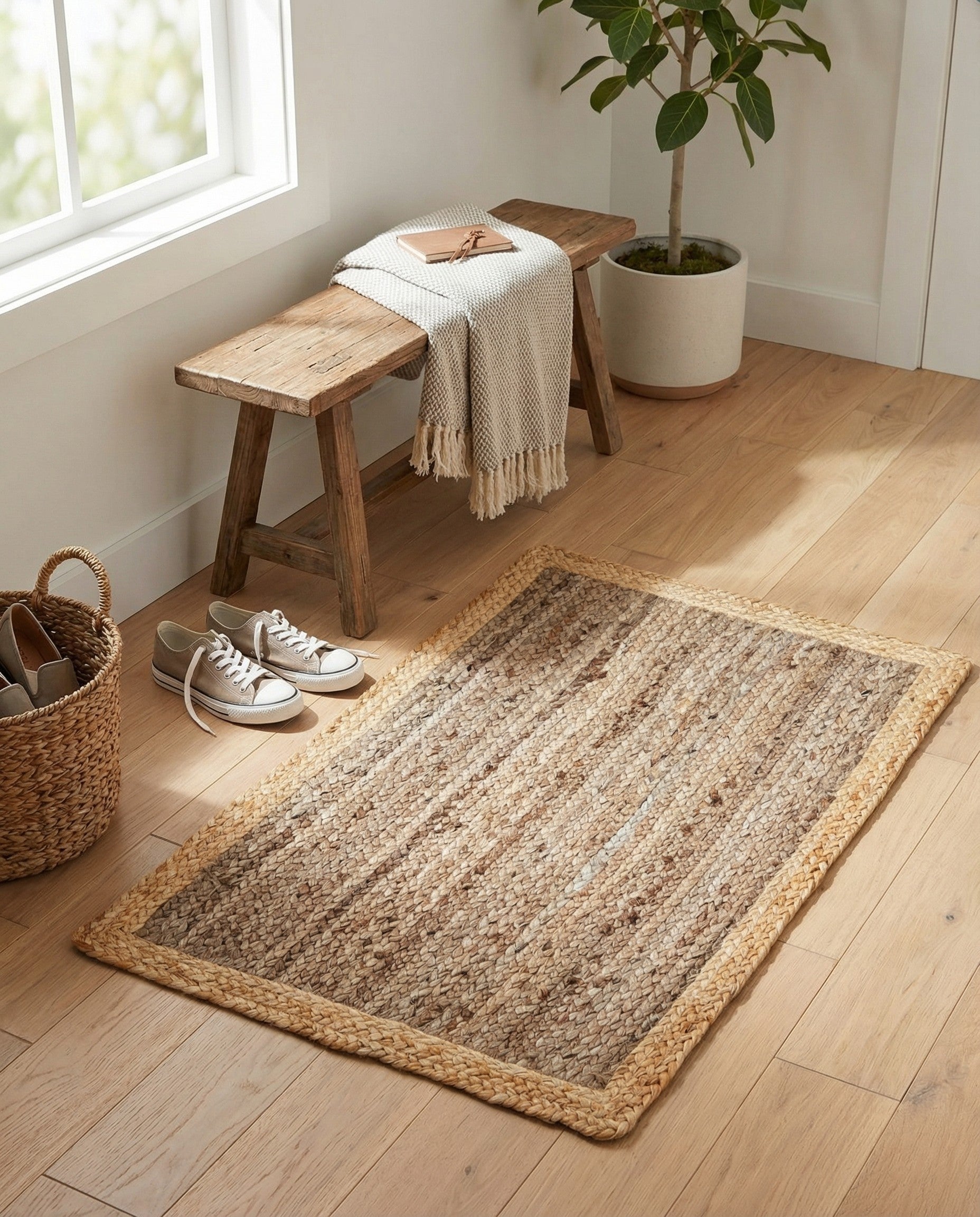  2' x 3' 1  Hand Braided Jute Rug