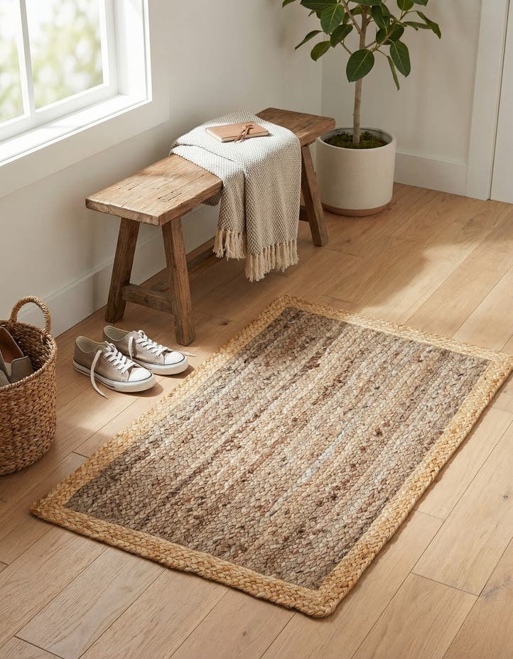 2' x 3' 1 Handmade Braided Jute Rug