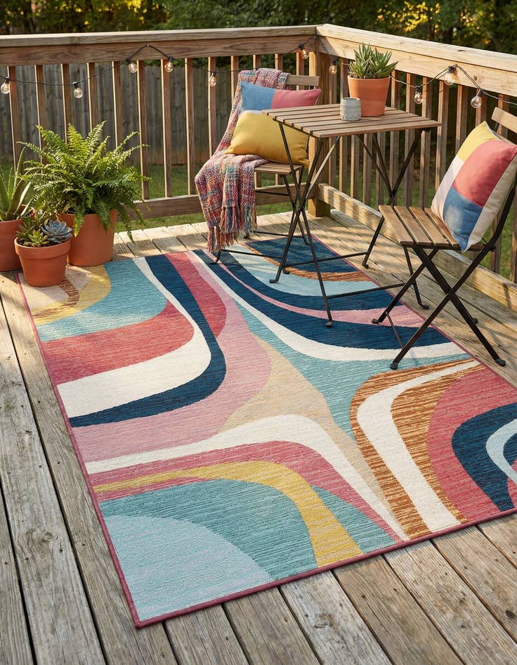 Detail image of 4' x 6'  Washable Modern Indoor / Outdoor Rug