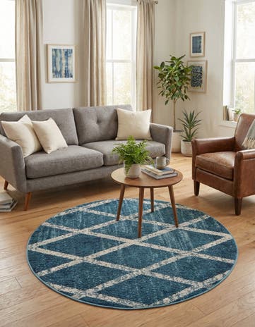 Blue Amulet Round Rug