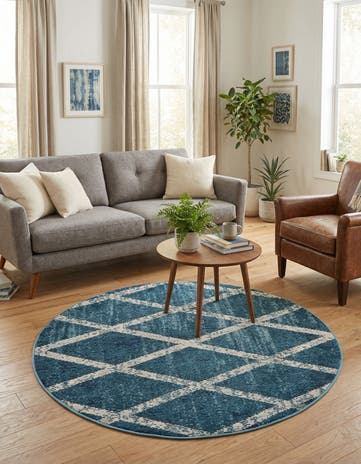 Blue Amulet Round Rug