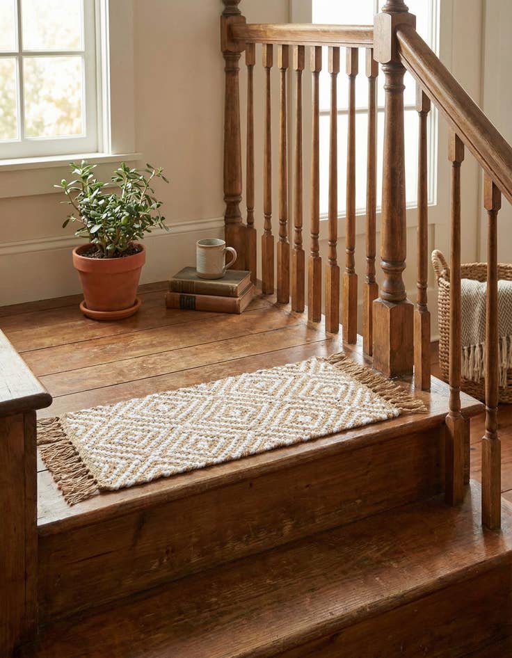Detail image of 0' 9 x 2' 6  Hand Woven Braided Jute Stair Rug