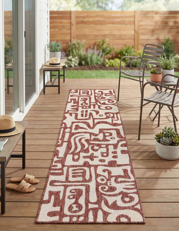 Detail image of 2' x 8'  Washable Modern Indoor / Outdoor Runner Rug