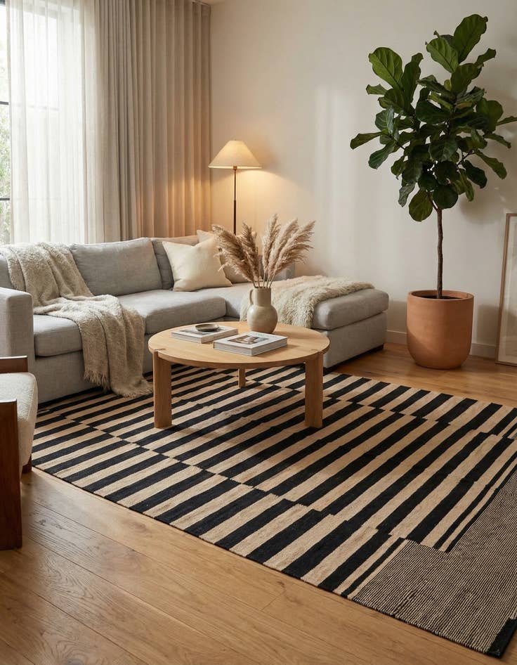 Detail image of 5' 6 x 7' 8  Hand Woven Kilim Modern Wool Rug