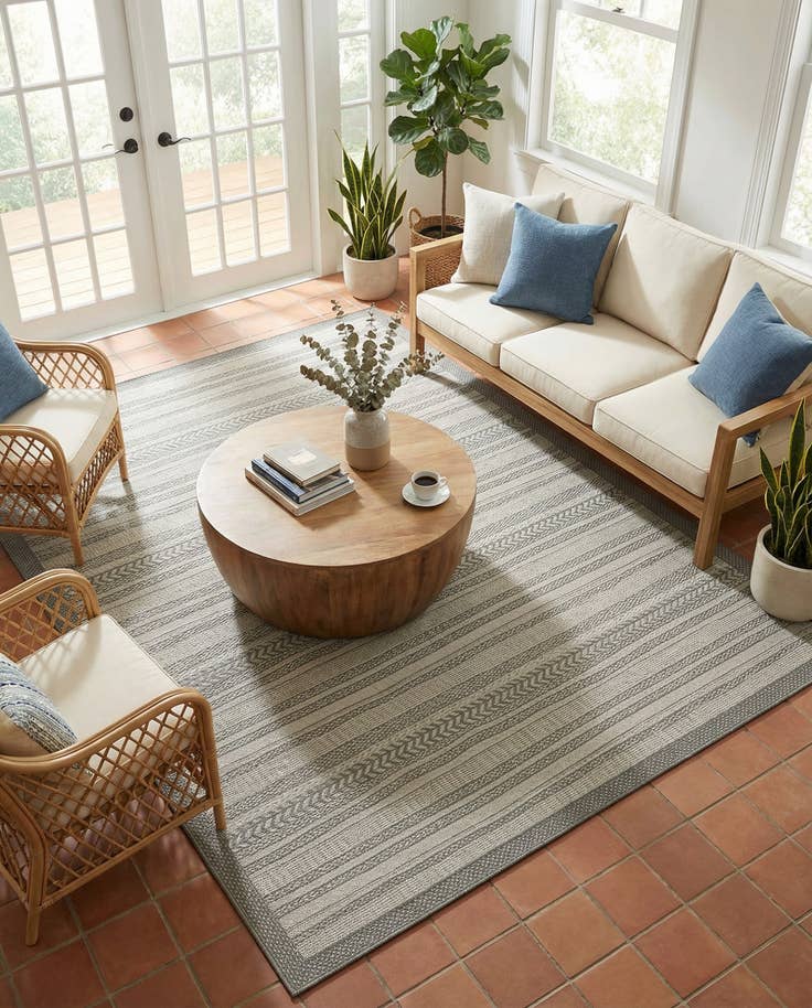 Detail image of 7' x 10' Easy-Clean Border Indoor / Outdoor Rug