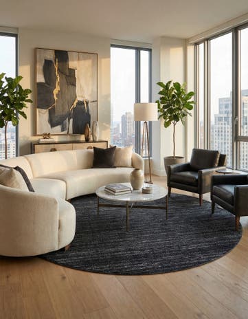 Jill Zarin Navy Blue Uptown Round Rug
