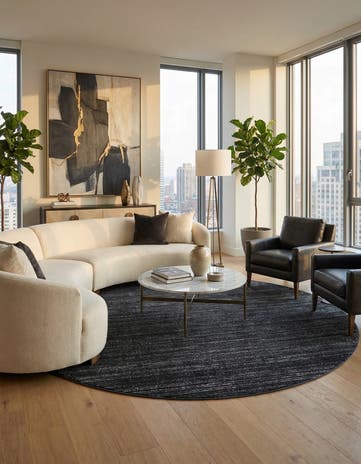 Jill Zarin Navy Blue Uptown Round Rug