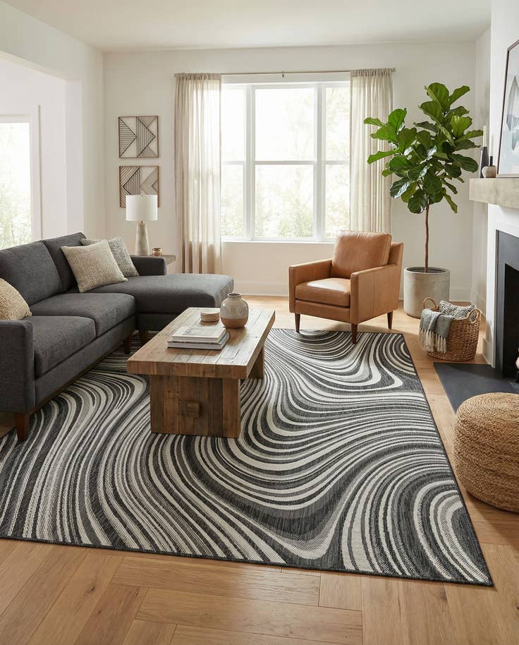 Detail image of 9' x 12' Easy-Clean Modern Indoor / Outdoor Rug