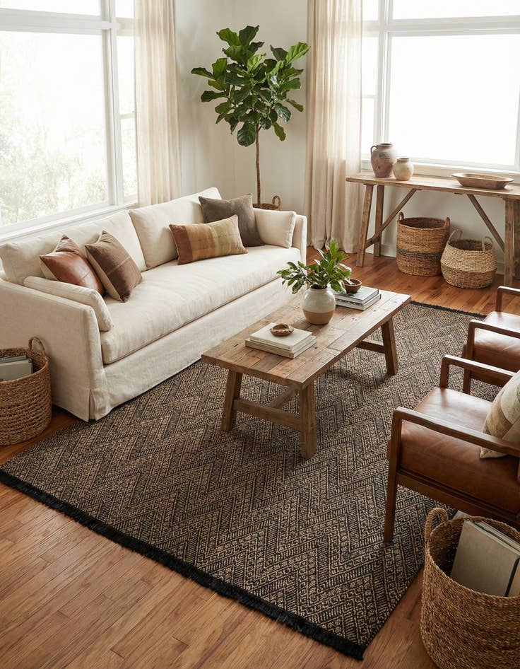 Detail image of 10' x 14' 1  Hand Braided Jute Rug