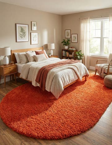 7' 10 x 10' Solid Shag Oval Rug