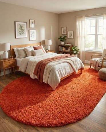  7' 10 x 10' Solid Shag Oval Rug