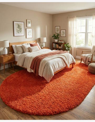 7' 10 x 10' Solid Shag Oval Rug