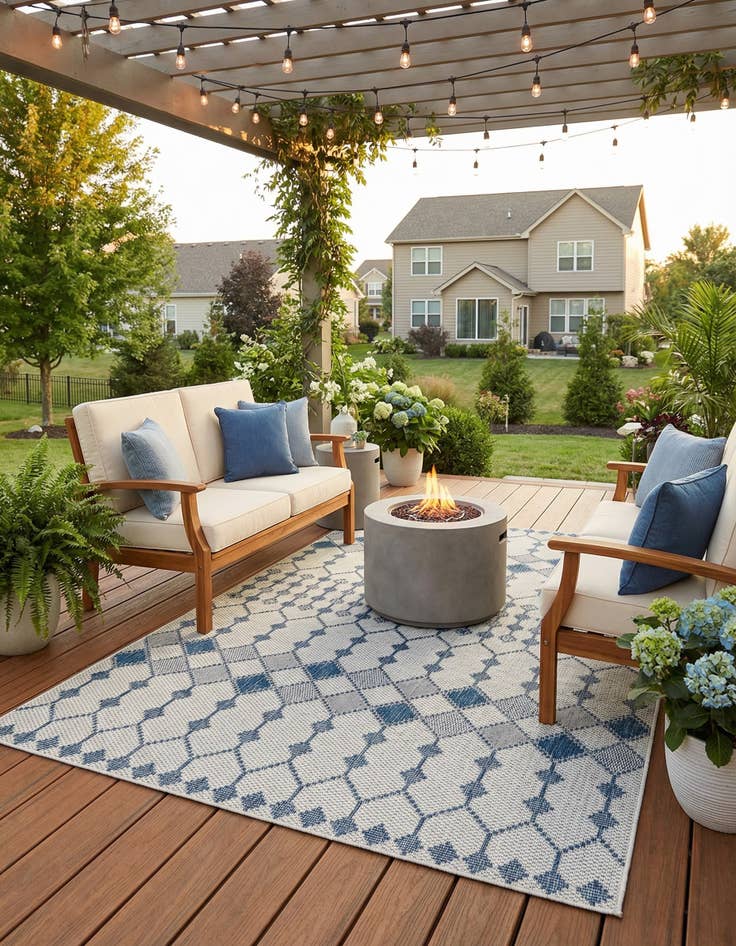 Detail image of  5' 3 x 8'  Washable Lattice Indoor / Outdoor Rug