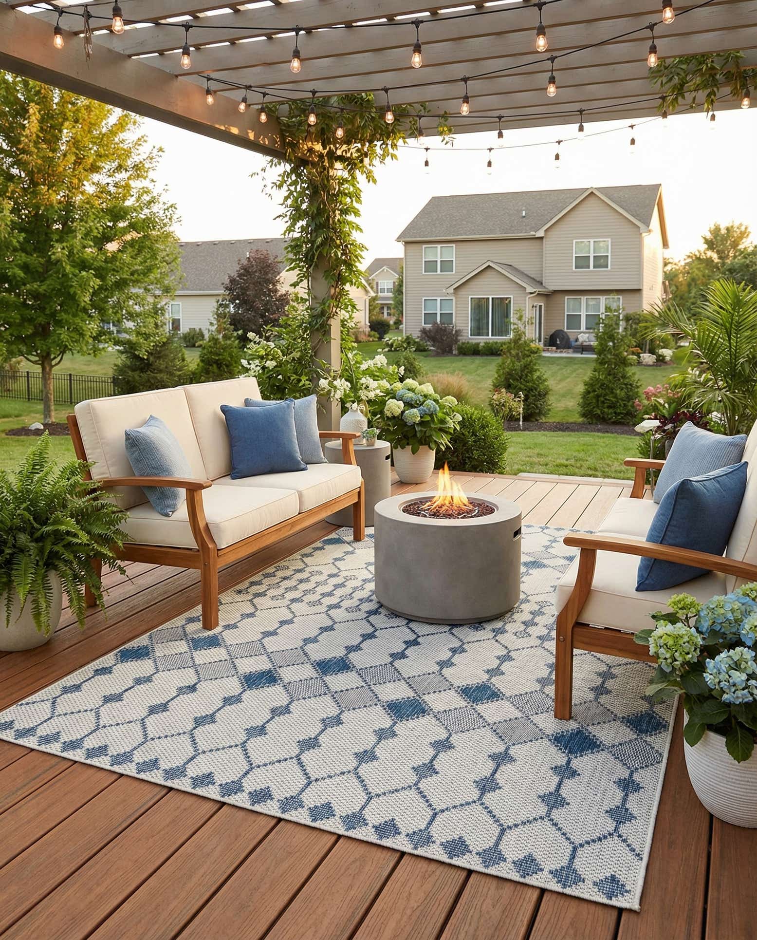 5' 3 x 8' Easy-Clean Trellis Indoor / Outdoor Rug