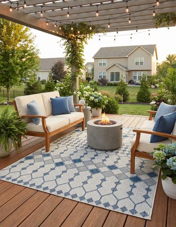 5' 3 x 8' Easy-Clean Lattice Indoor / Outdoor Rug