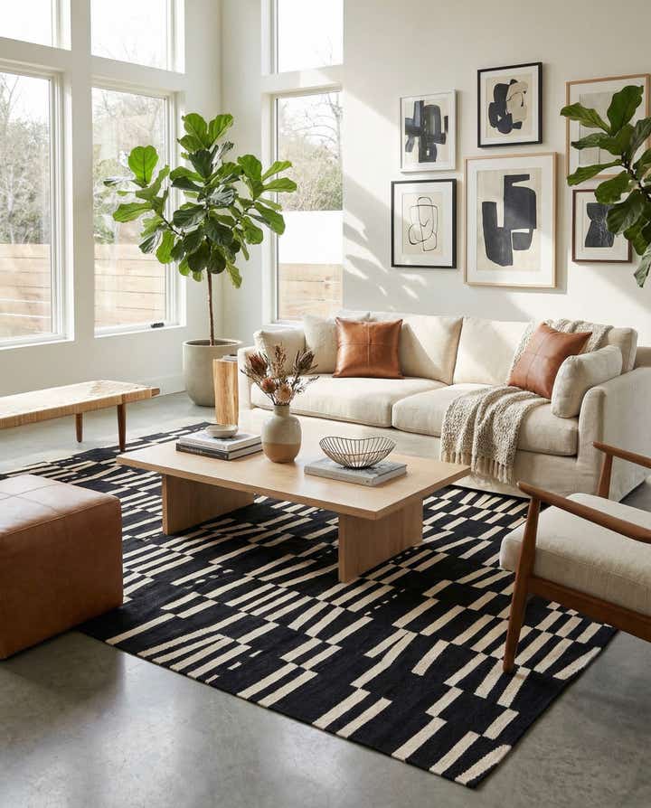 6' 10 x 9' 8 Hand Woven Kilim Modern Wool Rug