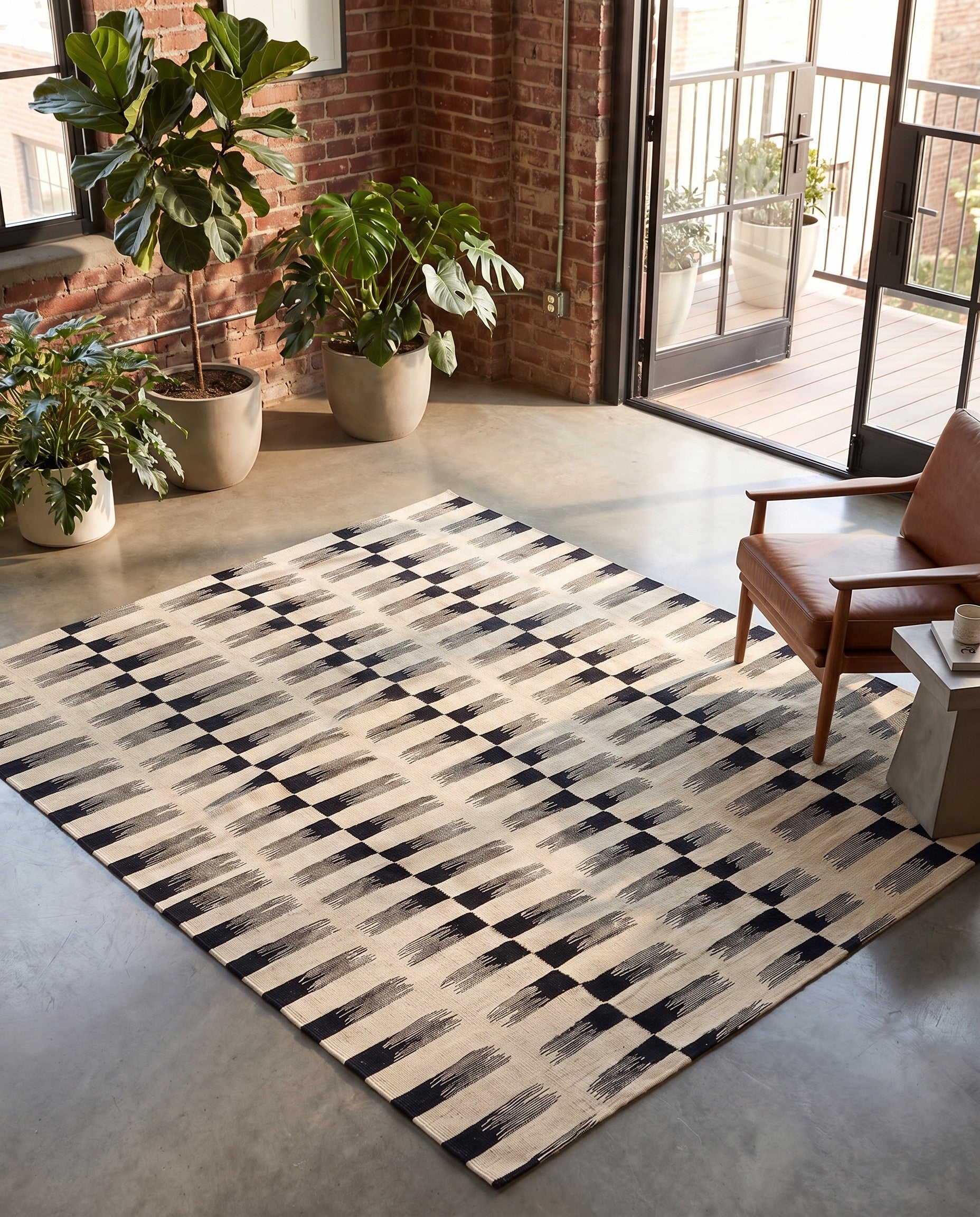 6' x 7' Hand Woven Kilim Modern Wool Square Rug