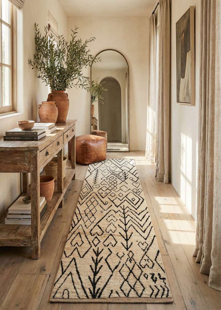 3' 4 x 12' 6 Hand Knotted Moroccan Wool Runner Rug