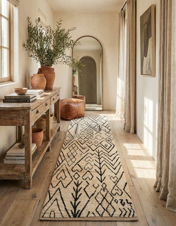 3' 4 x 12' 6 Hand Knotted Moroccan Wool Runner Rug