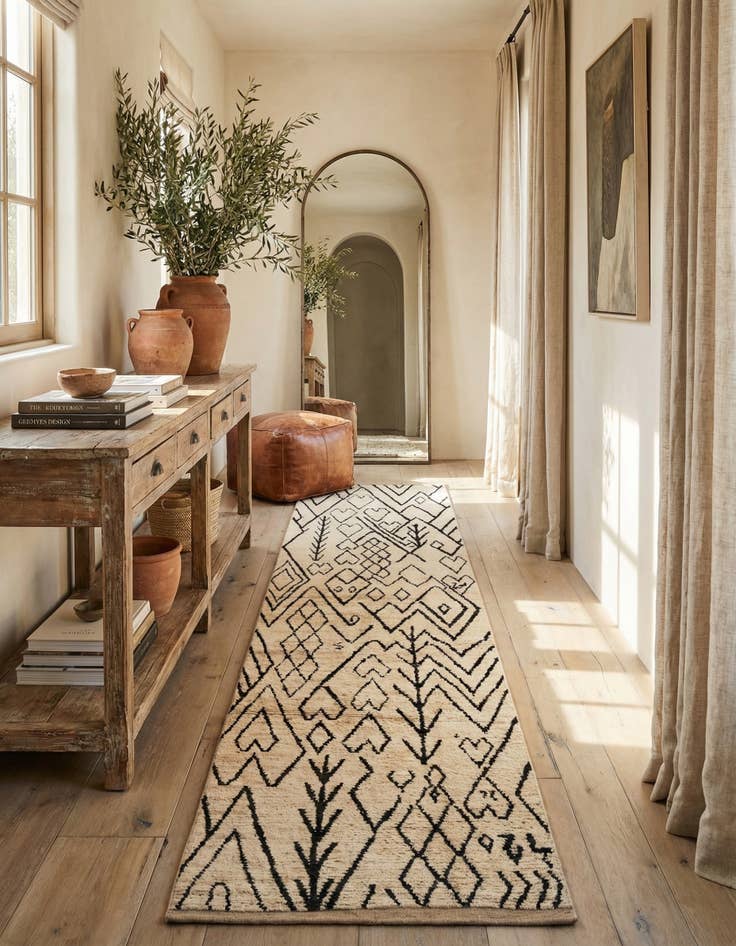 Detail image of 3' 4 x 12' 6 Hand Knotted Moroccan Wool Runner Rug