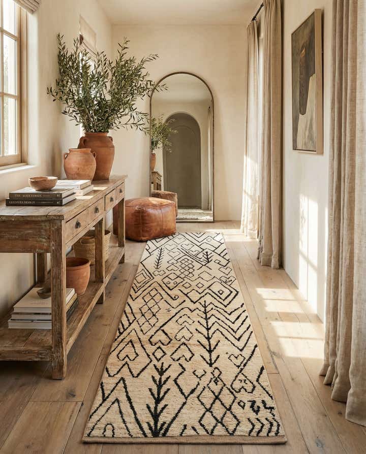 3' 4 x 12' 6 Hand Knotted Moroccan Wool Runner Rug