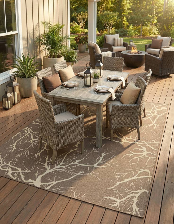 Detail image of 9' x 12' 2  Washable Botanical Indoor / Outdoor Rug