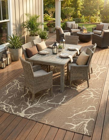 9' x 12' 2 Easy-Clean Botanical Indoor / Outdoor Rug