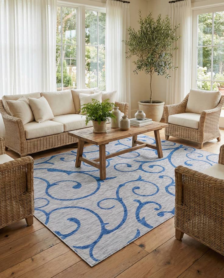Detail image of 7' 10 x 11' Easy-Clean Botanical Indoor / Outdoor Rug