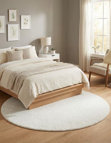 5' 3 x 5' 3 Solid Frieze Round Rug