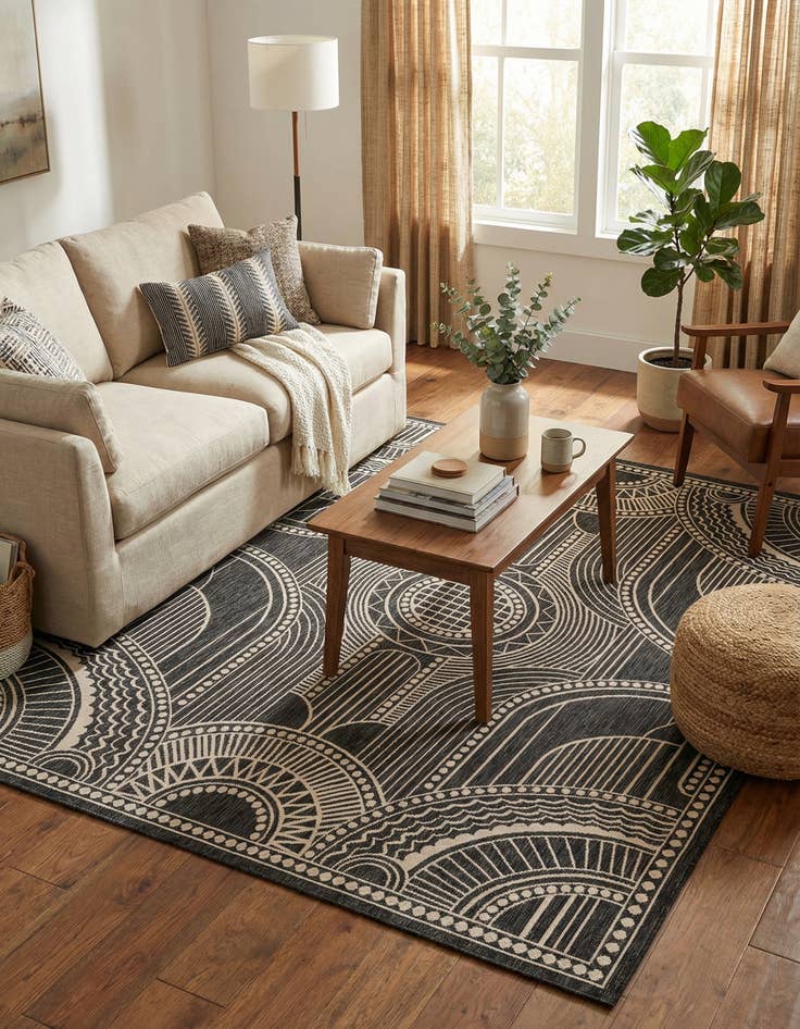 Detail image of  7' 10 x 10'  Washable Traditional Indoor / Outdoor Rug