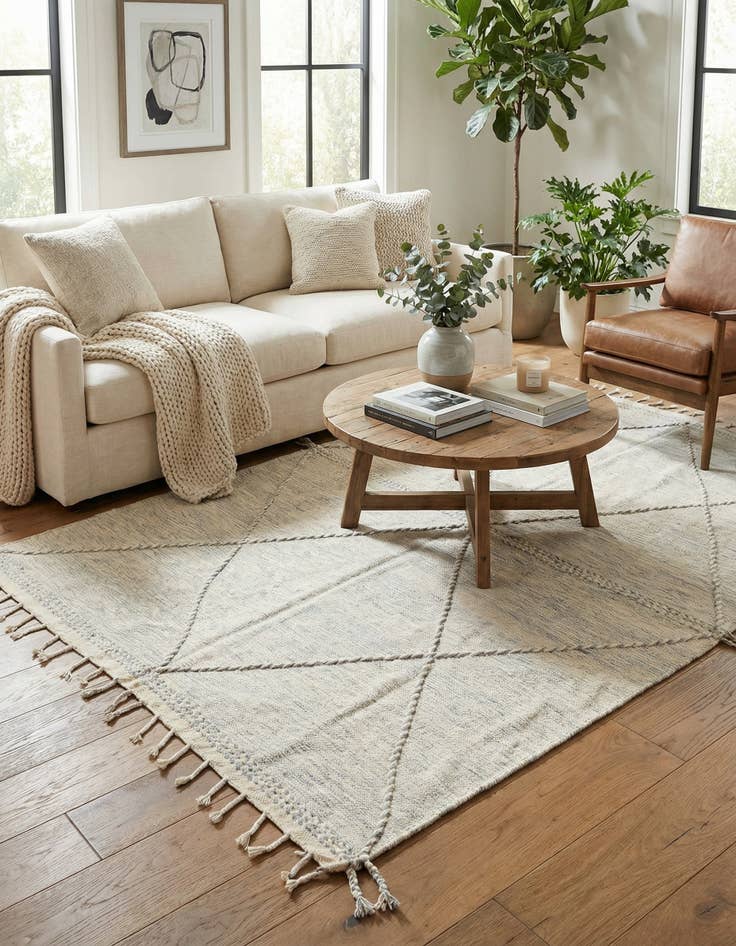 Detail image of 6' 5 x 9' 4  Hand Knotted Moroccan Wool Rug