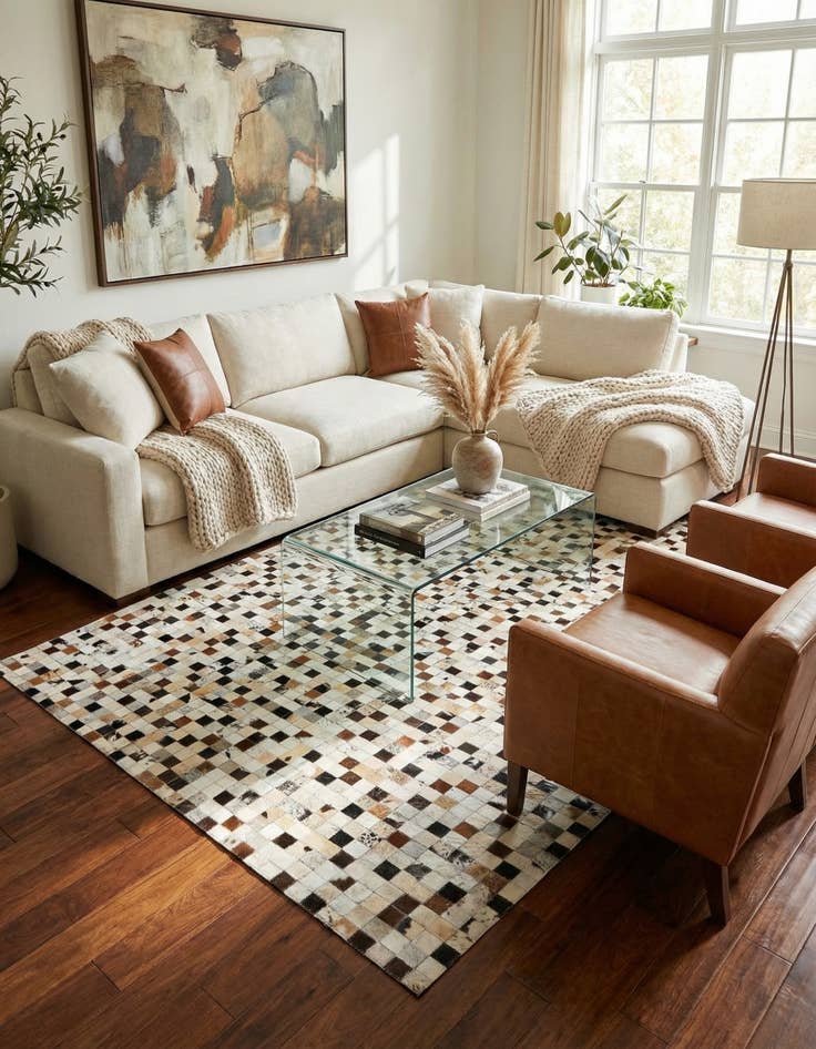 Detail image of 5' x 7' 10 Cowhide Stocks Rug