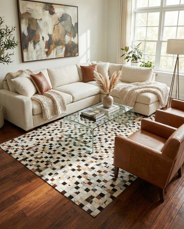 Detail image of 5' x 7' 10 Cowhide Stocks Rug