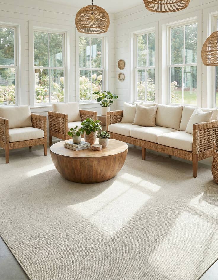 Detail image of  7' 10 x 10'  Washable Solid Indoor / Outdoor Rug